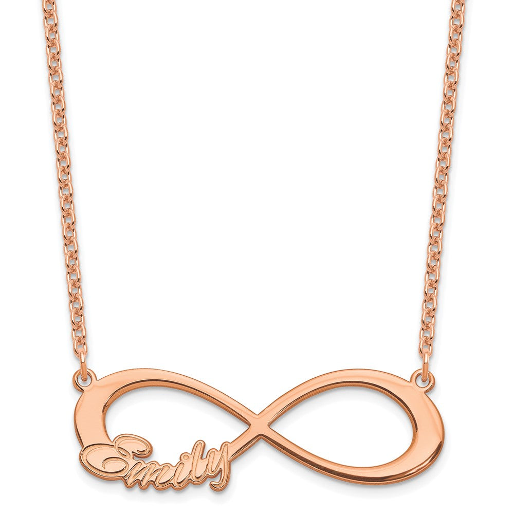 Rose Plated Sterling Silver/Rose 1 Name Infinity Necklace