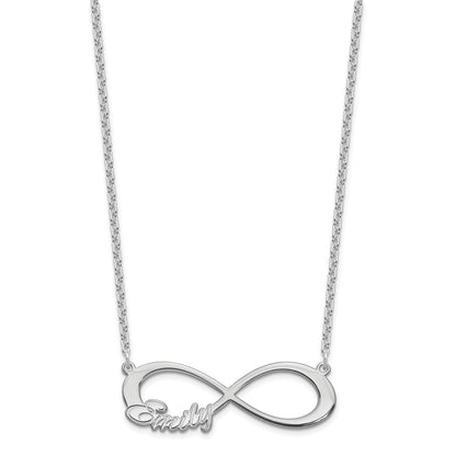 Sterling Silver Silver/Rhodium Plated 1 Name Infinity Necklace