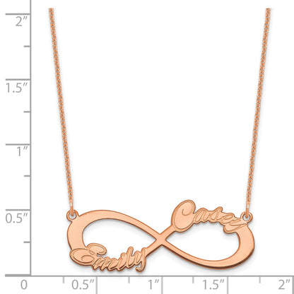 14K Rose Gold 2 Name Infinity Necklace