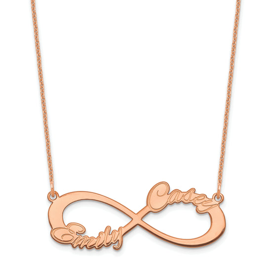 14K Rose Gold 2 Name Infinity Necklace