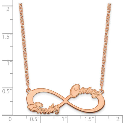 Rose Plated Sterling Silver/Rose 2 Name Infinity Necklace