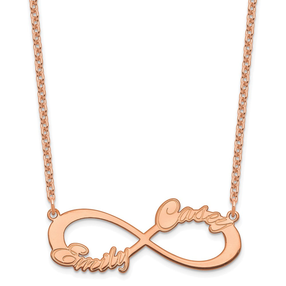 Rose Plated Sterling Silver/Rose 2 Name Infinity Necklace