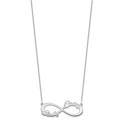 14K White Gold 2 Name Infinity Necklace