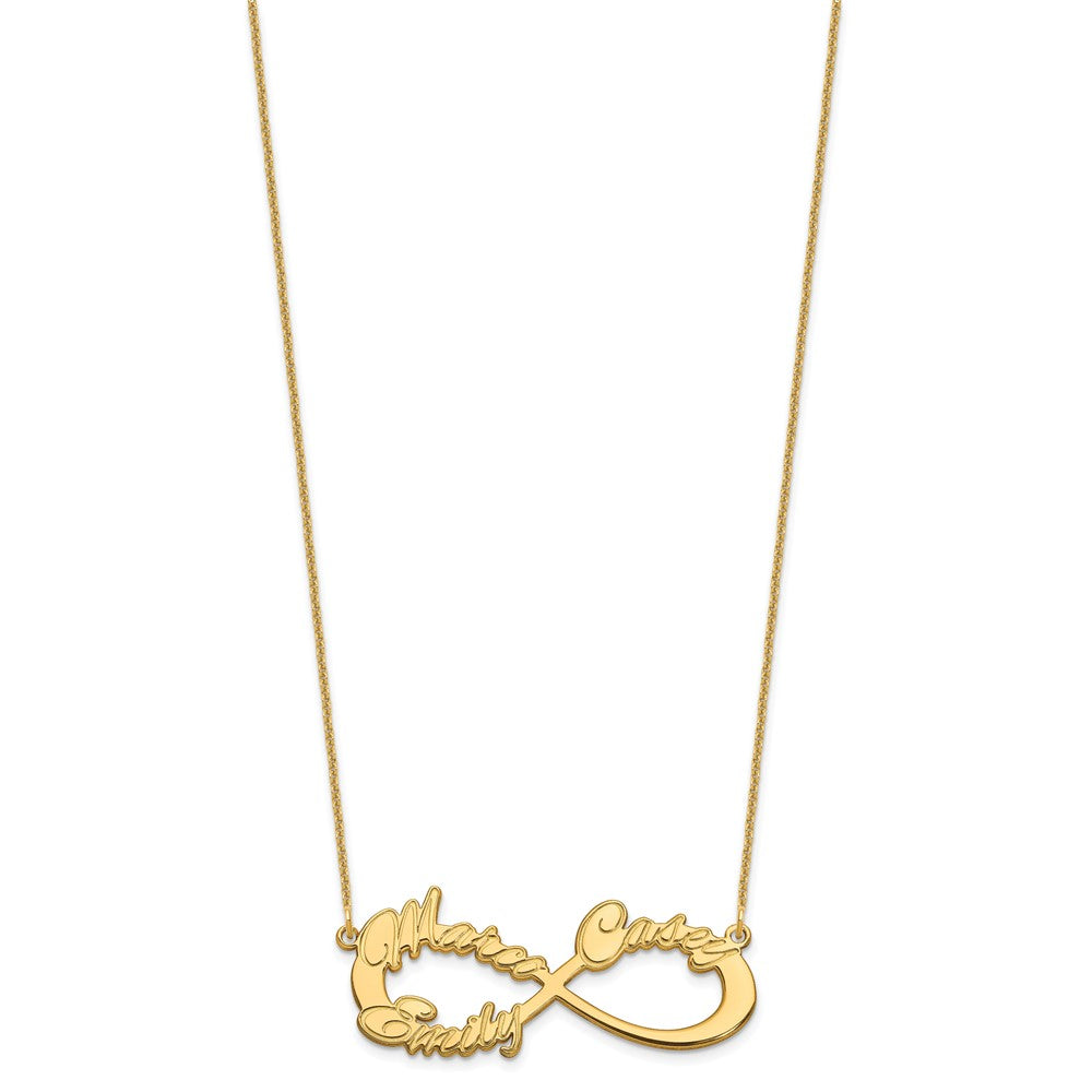 14K Yellow Gold 3 Name Infinity Necklace