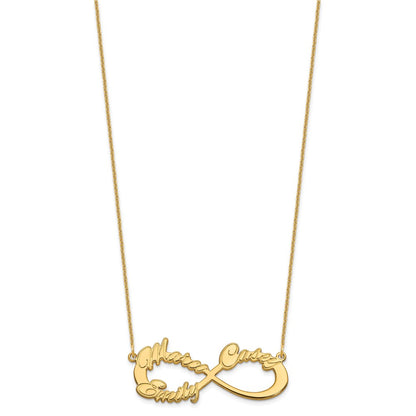 14K Yellow Gold 3 Name Infinity Necklace