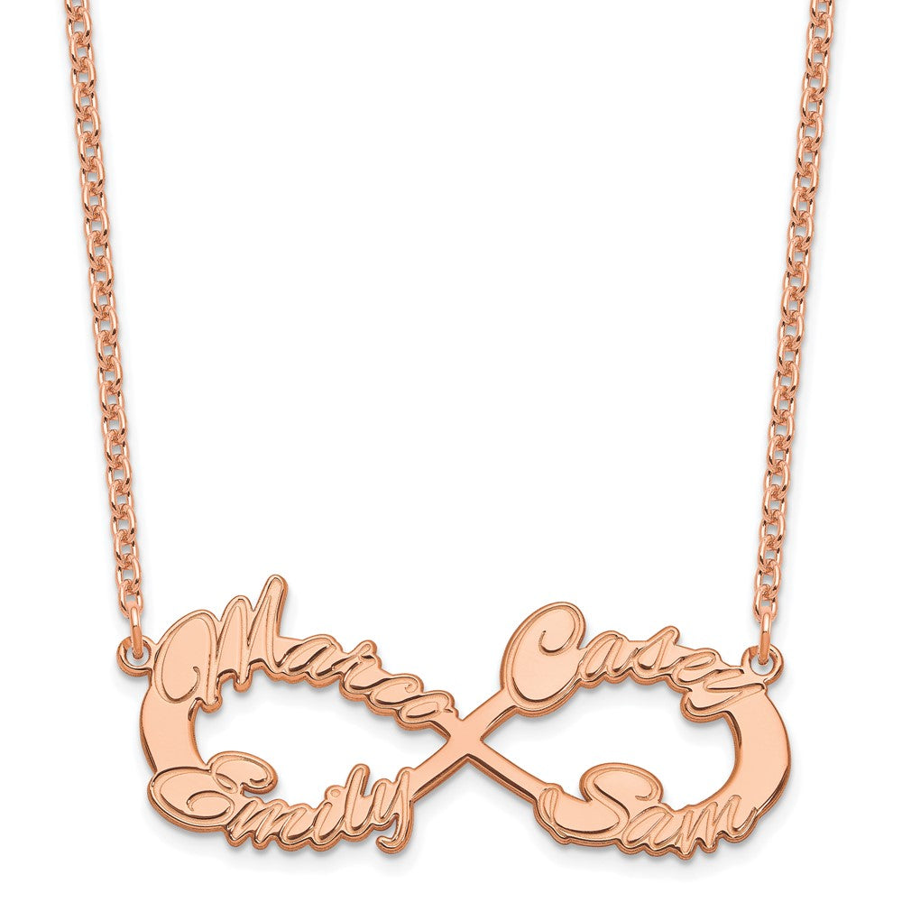 Rose Plated Sterling Silver/Rose 4 Name Infinity Necklace