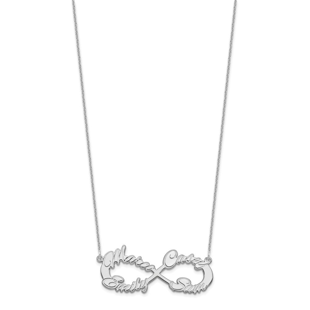 14K White Gold 4 Name Infinity Necklace