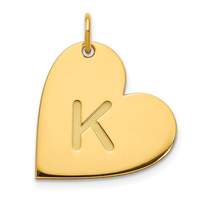 14K Yellow Gold Initial Heart Charm