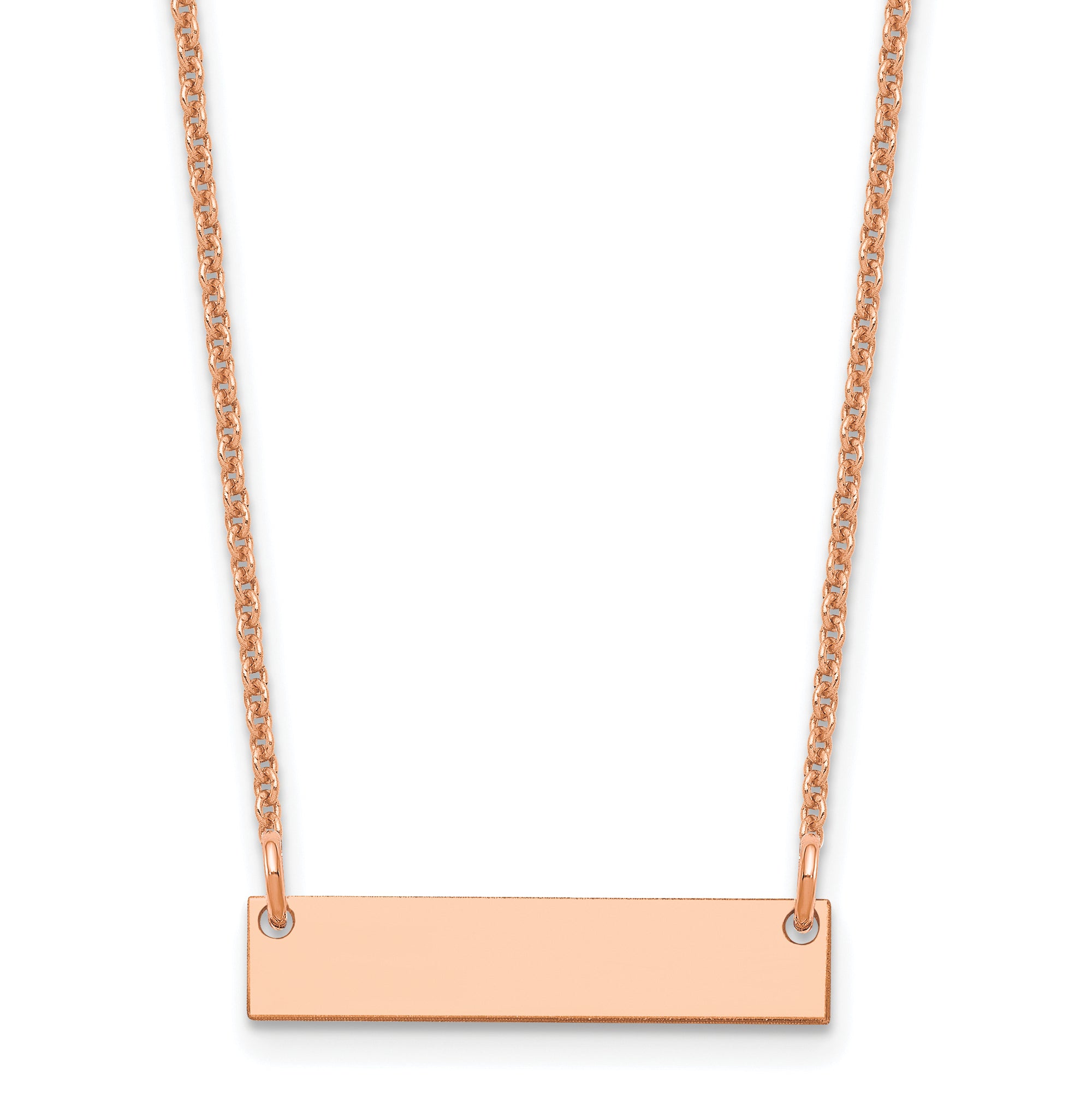 14K Rose Gold Small Blank Bar Necklace
