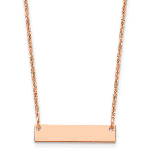 14K Rose Gold Small Blank Bar Necklace