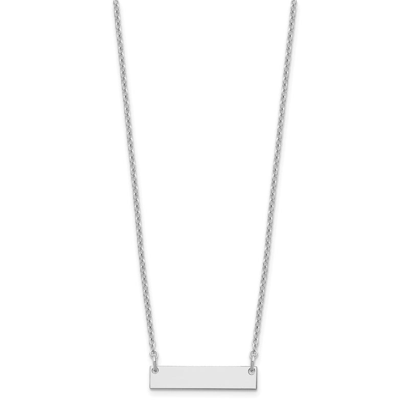 Sterling Silver Silver/Rhodium Plated Small Blank Bar Necklace