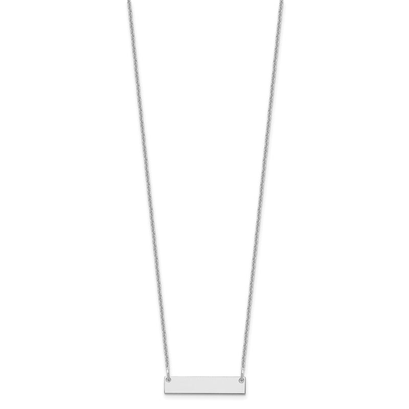 14K White Gold Small Blank Bar Necklace