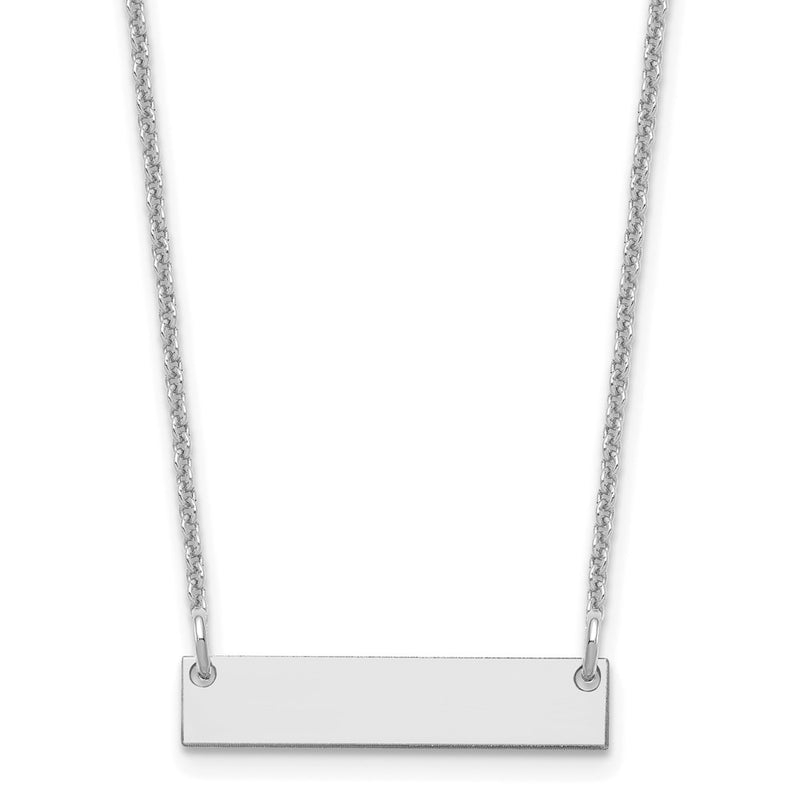 14K White Gold Small Blank Bar Necklace