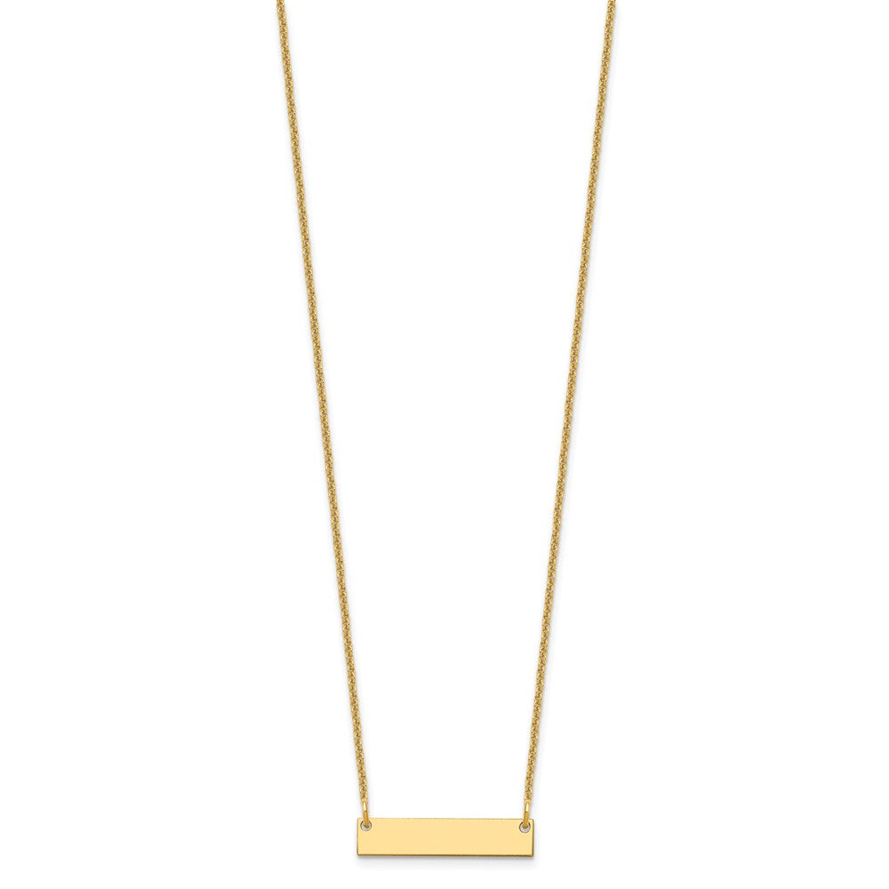 14K Yellow Gold Small Blank Bar Necklace