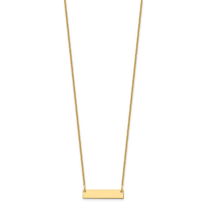 14K Yellow Gold Small Blank Bar Necklace