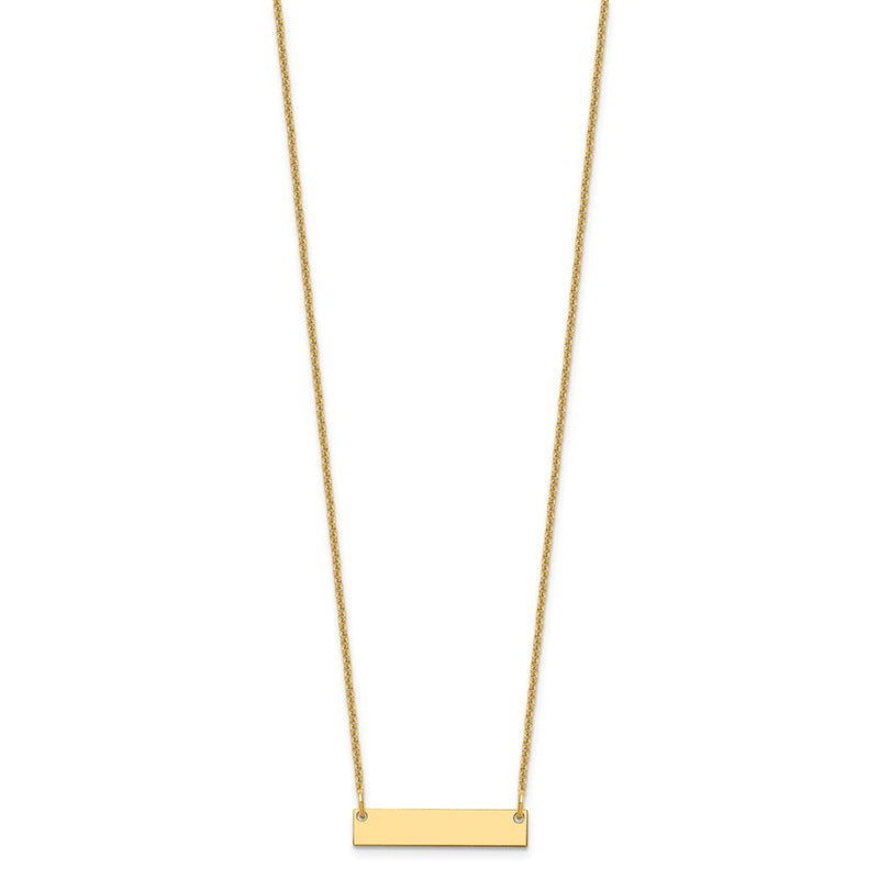 14K Yellow Gold Small Blank Bar Necklace