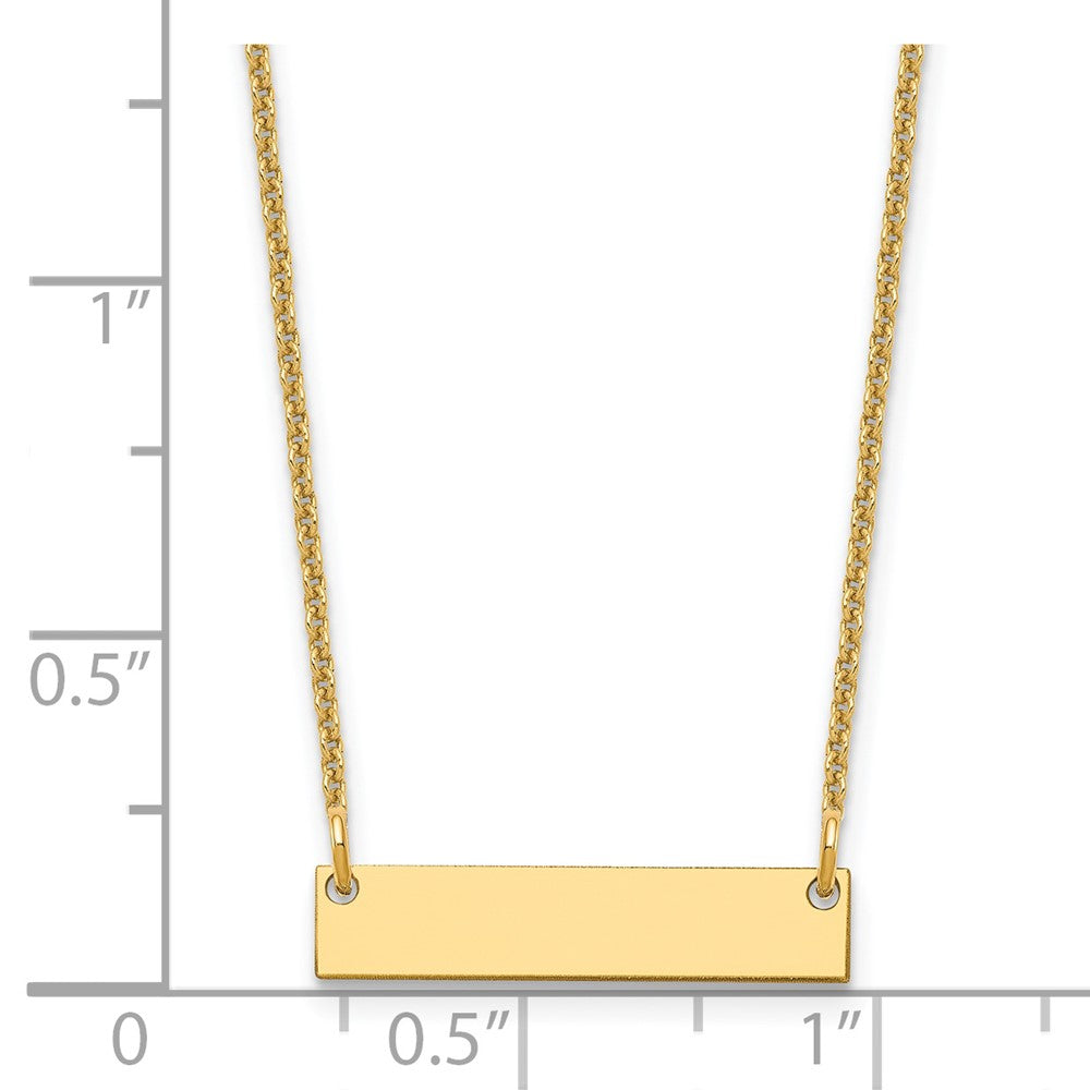 14K Yellow Gold Small Blank Bar Necklace