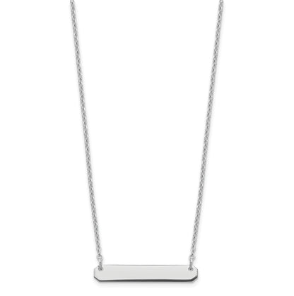 Sterling Silver Silver/Rhodium Plated Small Blank Bar Necklace