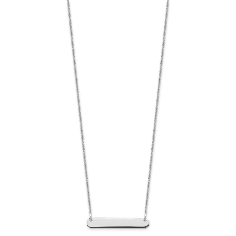 14K White Gold Small Blank Bar Necklace