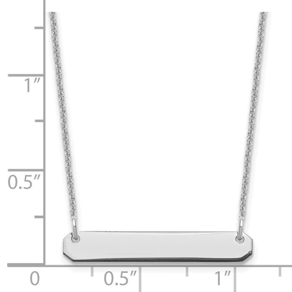 14K White Gold Small Blank Bar Necklace