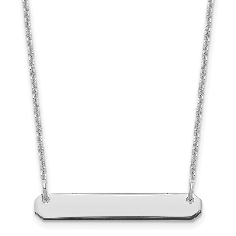 14K White Gold Small Blank Bar Necklace