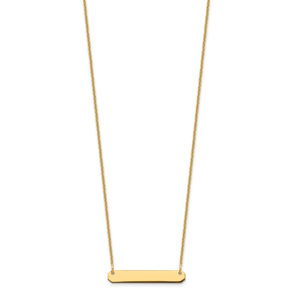 14K Yellow Gold Small Blank Bar Necklace