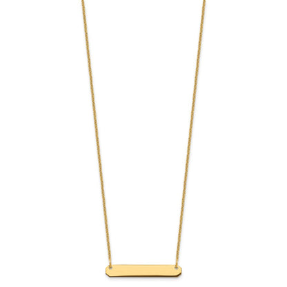 14K Yellow Gold Small Blank Bar Necklace