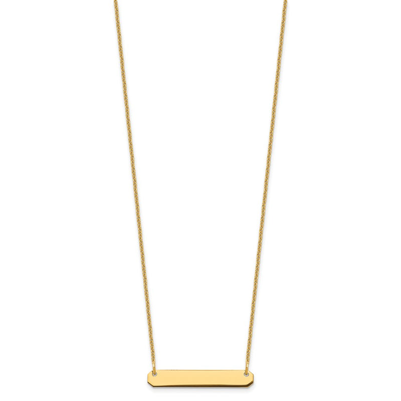 14K Yellow Gold Small Blank Bar Necklace