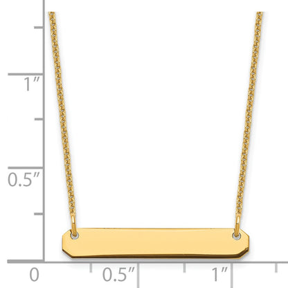 14K Yellow Gold Small Blank Bar Necklace