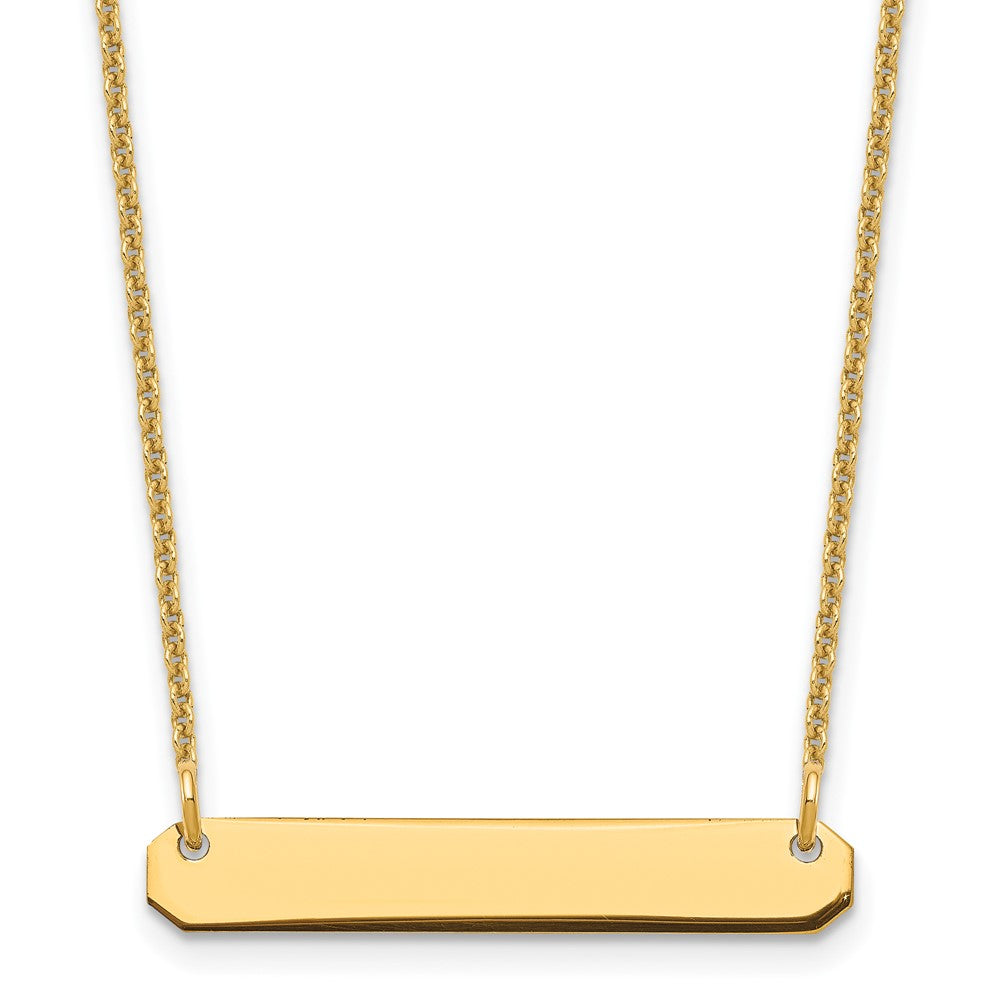 14K Yellow Gold Small Blank Bar Necklace