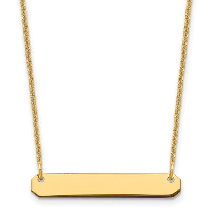 14K Yellow Gold Small Blank Bar Necklace