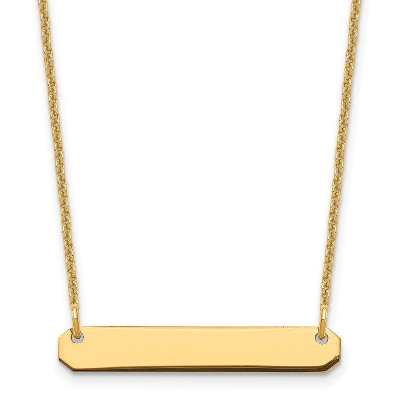 14K Yellow Gold Small Blank Bar Necklace