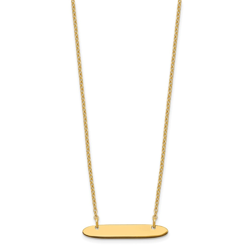 Gold Plated Sterling Silver/Gold Small Oblong Blank Bar Necklace