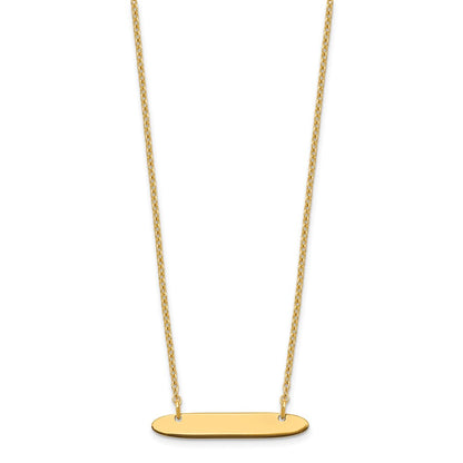 Gold Plated Sterling Silver/Gold Small Oblong Blank Bar Necklace