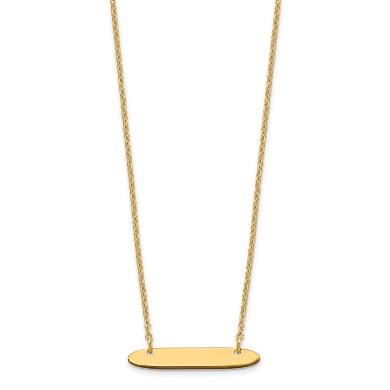 Gold Plated Sterling Silver/Gold Small Oblong Blank Bar Necklace