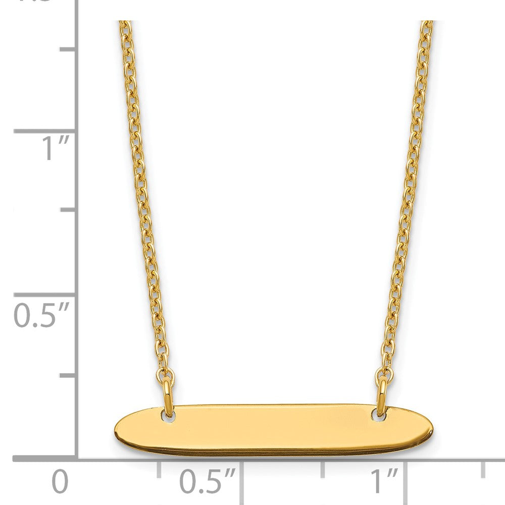 Gold Plated Sterling Silver/Gold Small Oblong Blank Bar Necklace