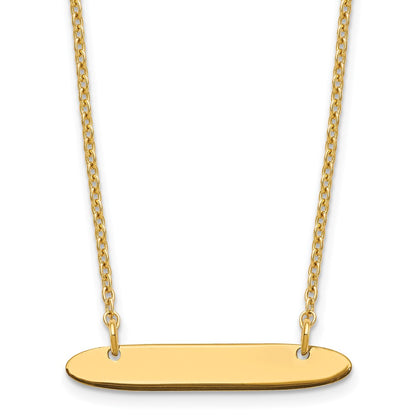Gold Plated Sterling Silver/Gold Small Oblong Blank Bar Necklace