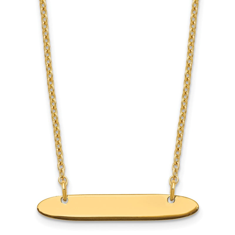 Gold Plated Sterling Silver/Gold Small Oblong Blank Bar Necklace