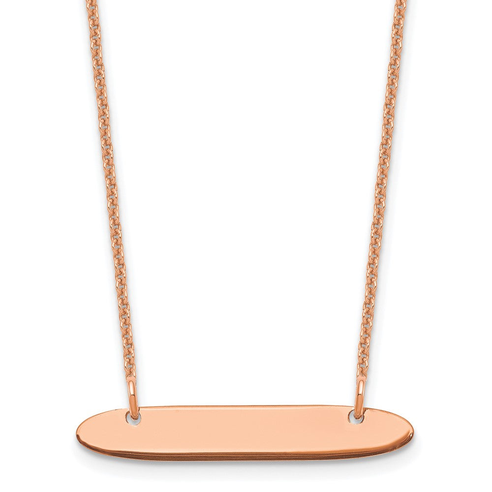 14K Rose Gold Small Oblong Blank Bar Necklace