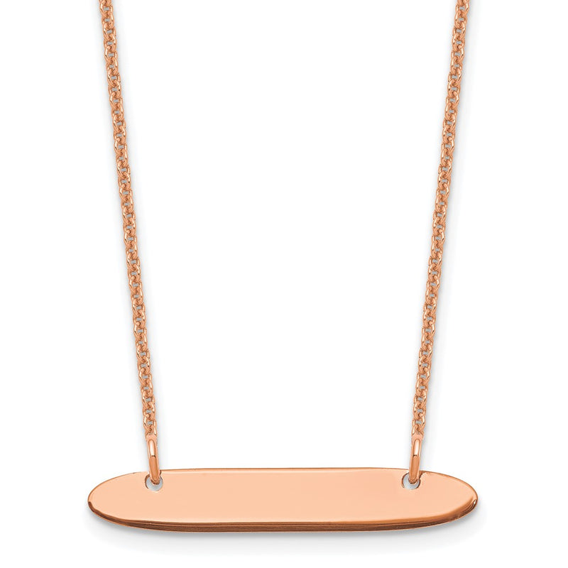 14K Rose Gold Small Oblong Blank Bar Necklace