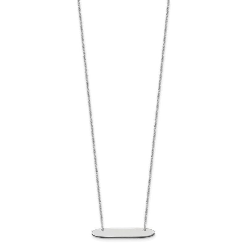14K White Gold Small Oblong Blank Bar Necklace