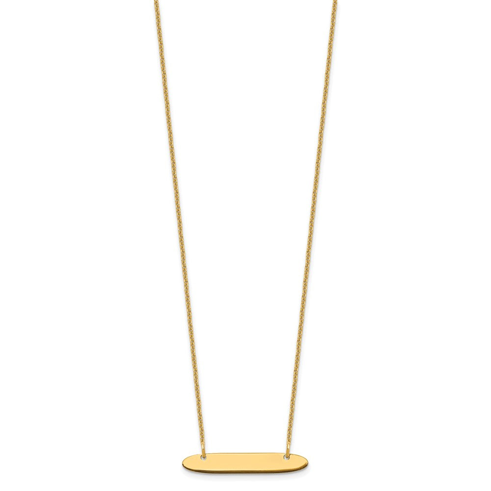 14K Yellow Gold Small Oblong Blank Bar Necklace