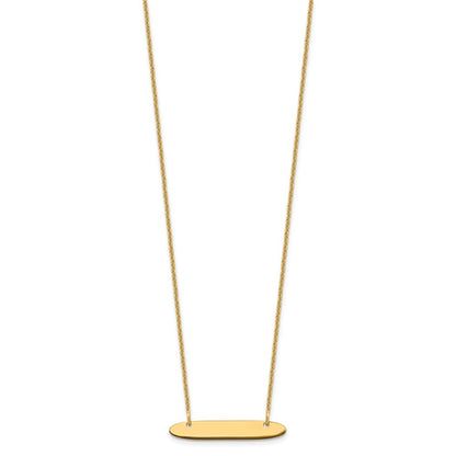 14K Yellow Gold Small Oblong Blank Bar Necklace