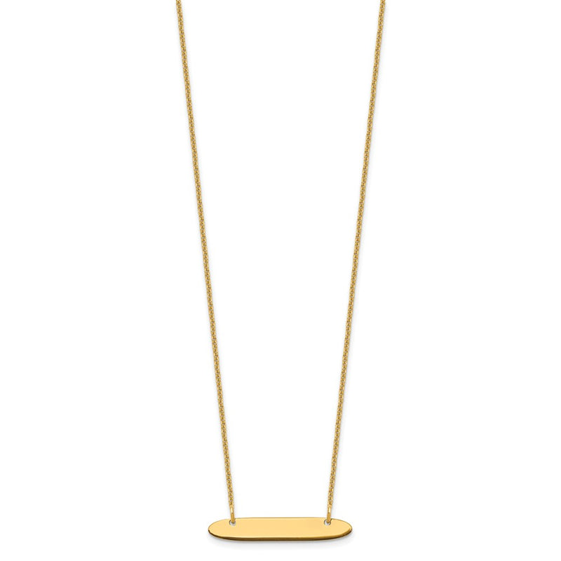14K Yellow Gold Small Oblong Blank Bar Necklace