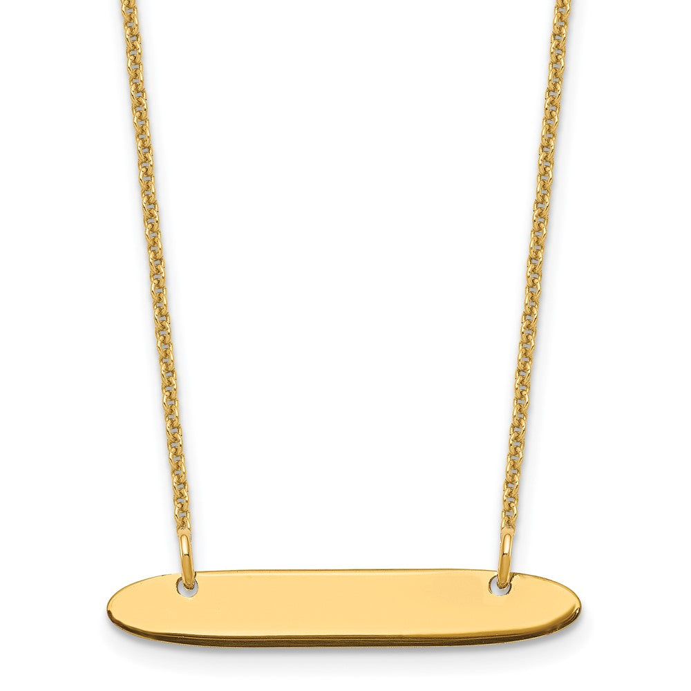 14K Yellow Gold Small Oblong Blank Bar Necklace