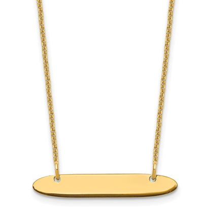 14K Yellow Gold Small Oblong Blank Bar Necklace