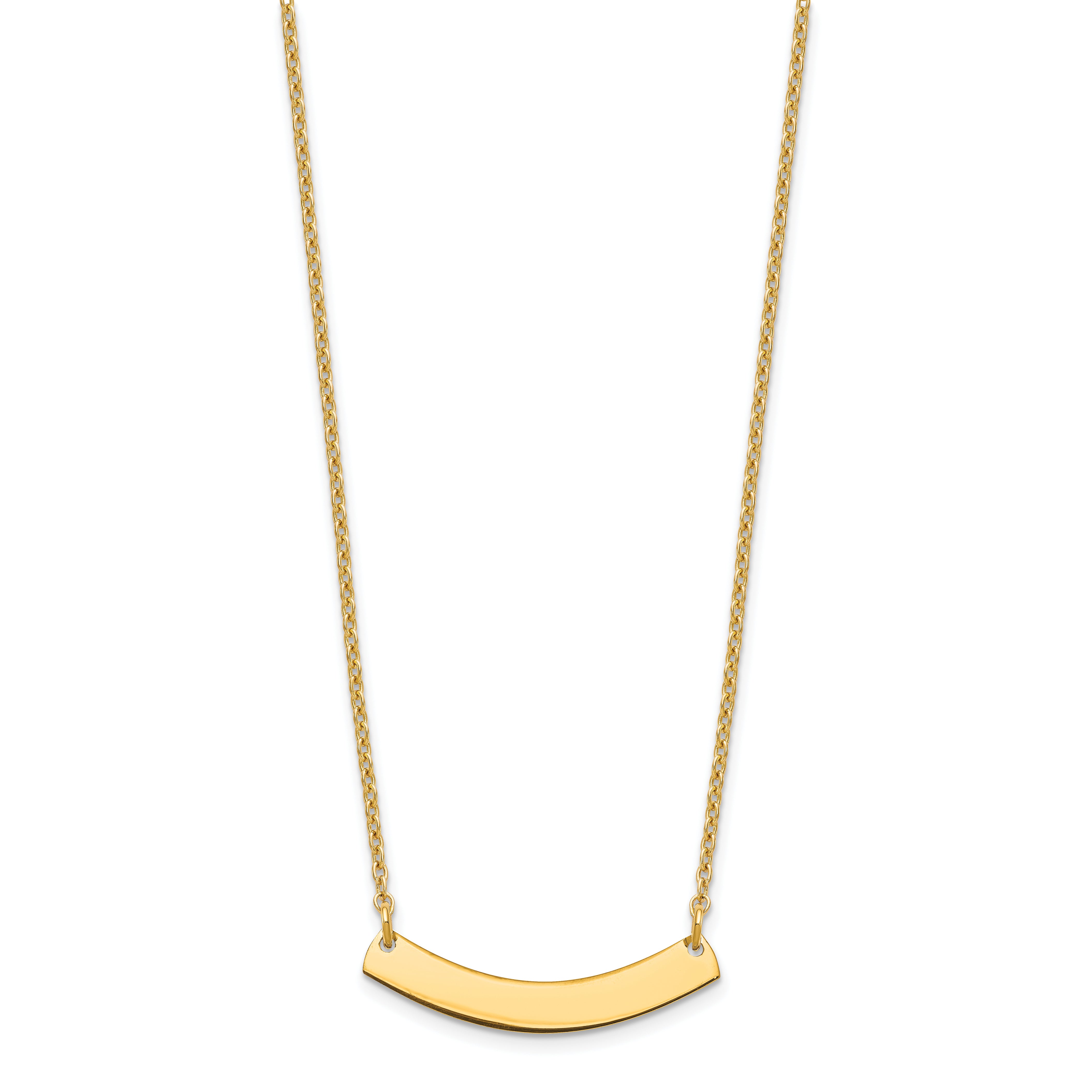 Gold Plated Sterling Silver/Gold Small Curved Blank Bar Necklace
