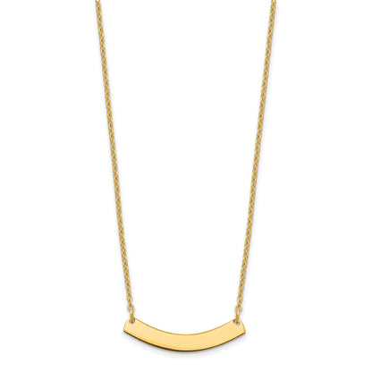 Gold Plated Sterling Silver/Gold Small Curved Blank Bar Necklace