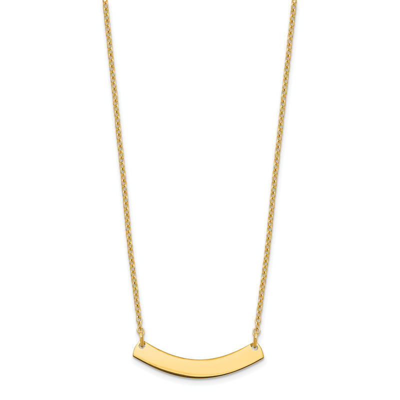 Gold Plated Sterling Silver/Gold Small Curved Blank Bar Necklace