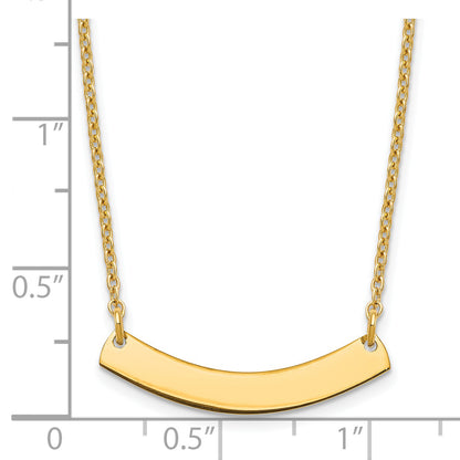 Gold Plated Sterling Silver/Gold Small Curved Blank Bar Necklace